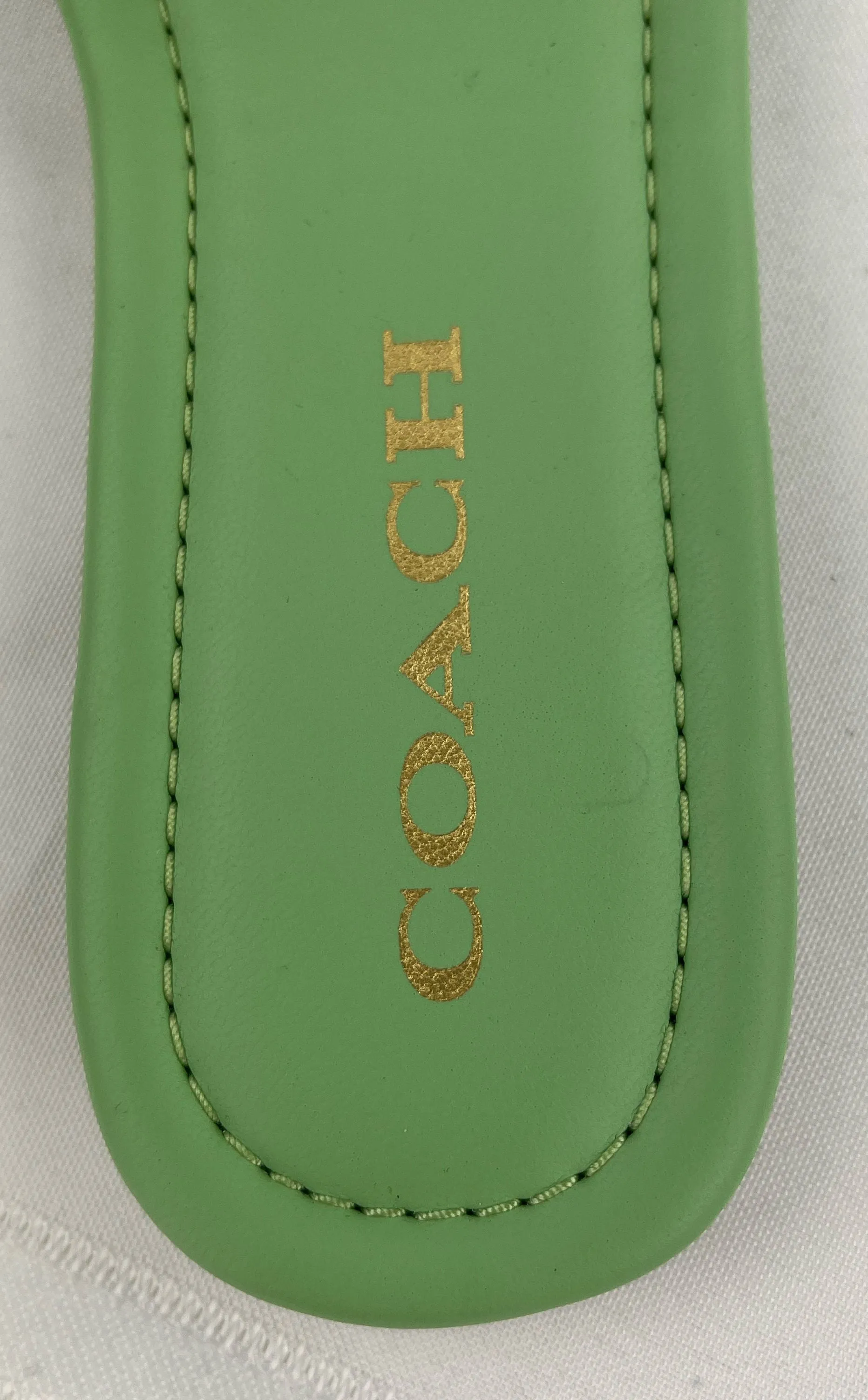 Coach Women's Leather Lime Green Logo Slip-On Sandal Size 7.5