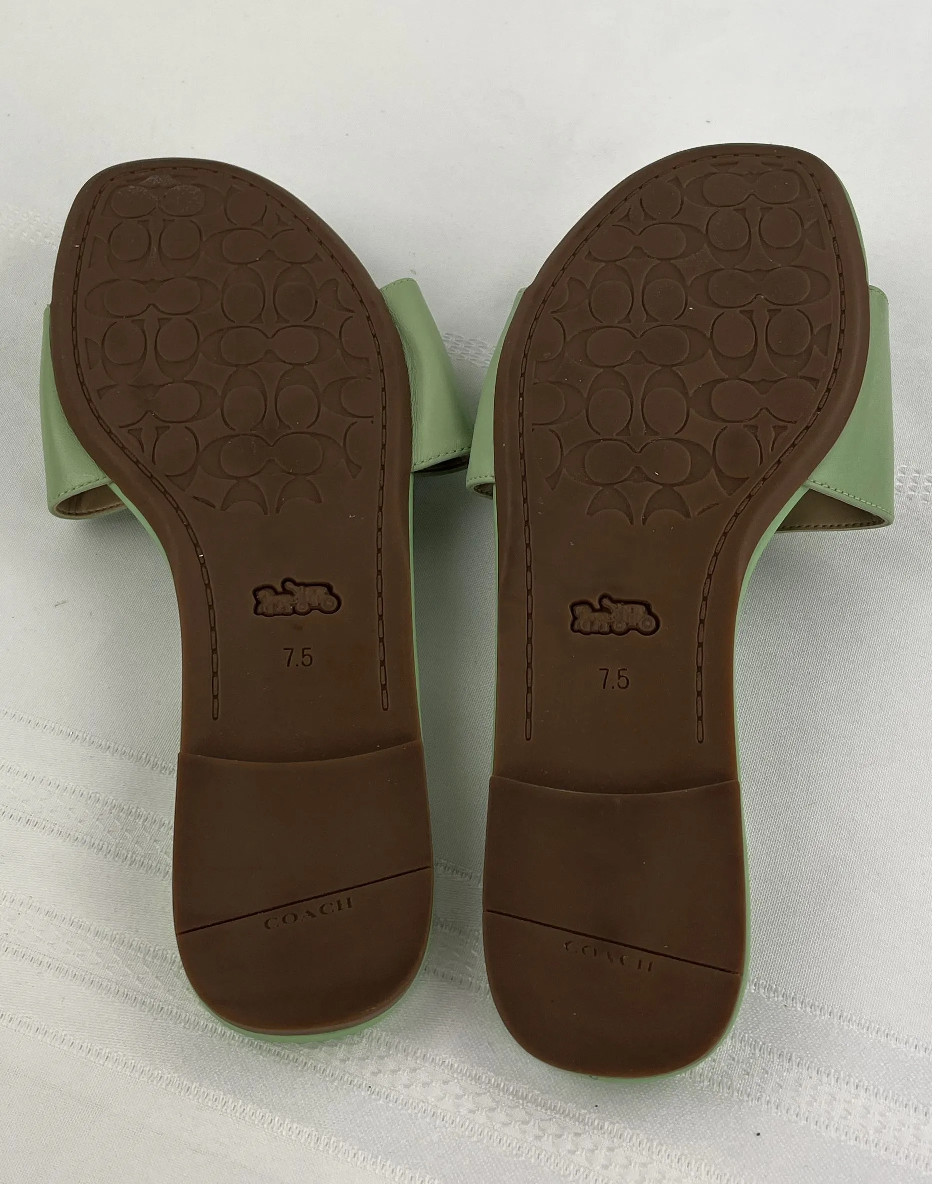 Coach Women's Leather Lime Green Logo Slip-On Sandal Size 7.5