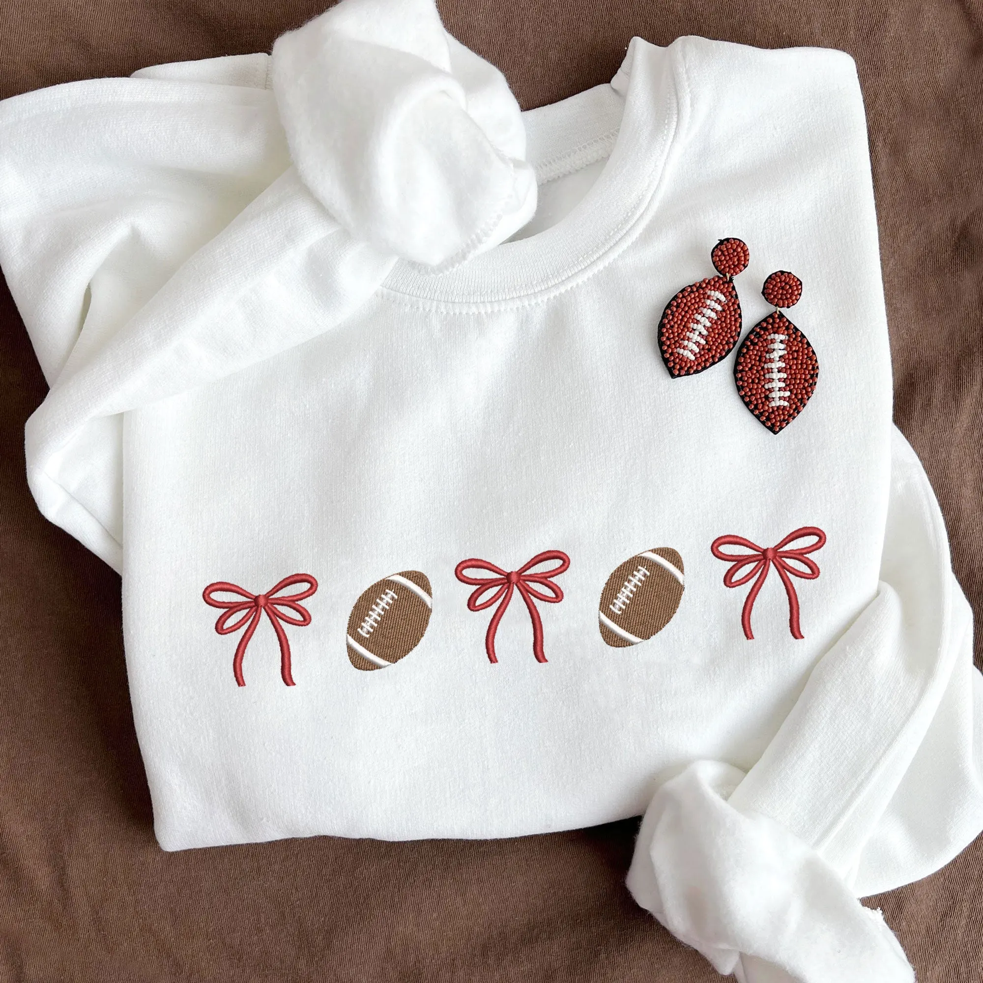 Coquette Football Embroidered Crewneck Sweatshirt