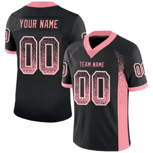 Custom Black Medium Pink-White Mesh Drift Fashion Football Jersey