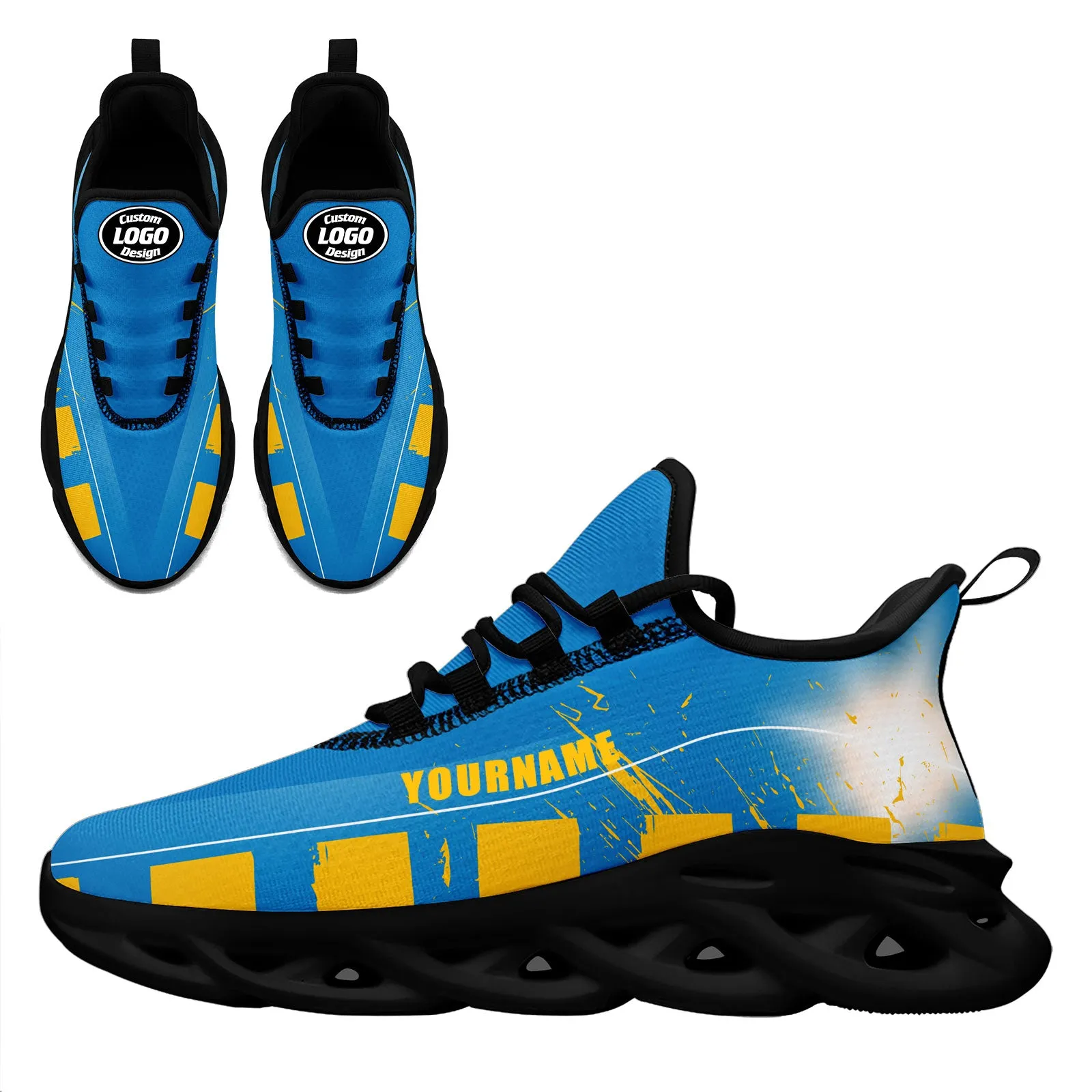 Custom Blue Yellow Los Angeles Maxsoul Shoes Personalized Sneaker FN003-D020260-22