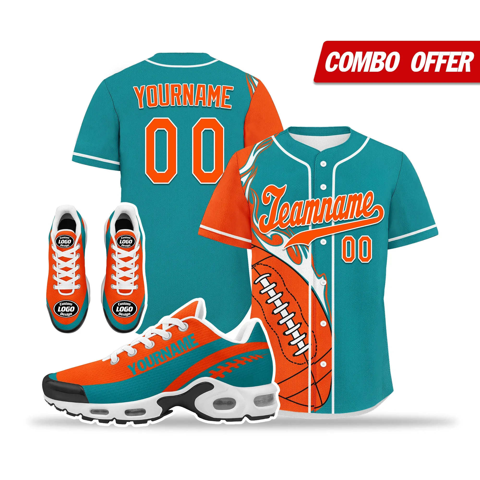 Custom Cyan Orange Jersey and TN Shoes Combo Offer Personalized ZH-D0200101-21