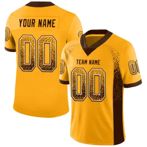 Custom Gold Brown-White Mesh Drift Fashion Football Jersey