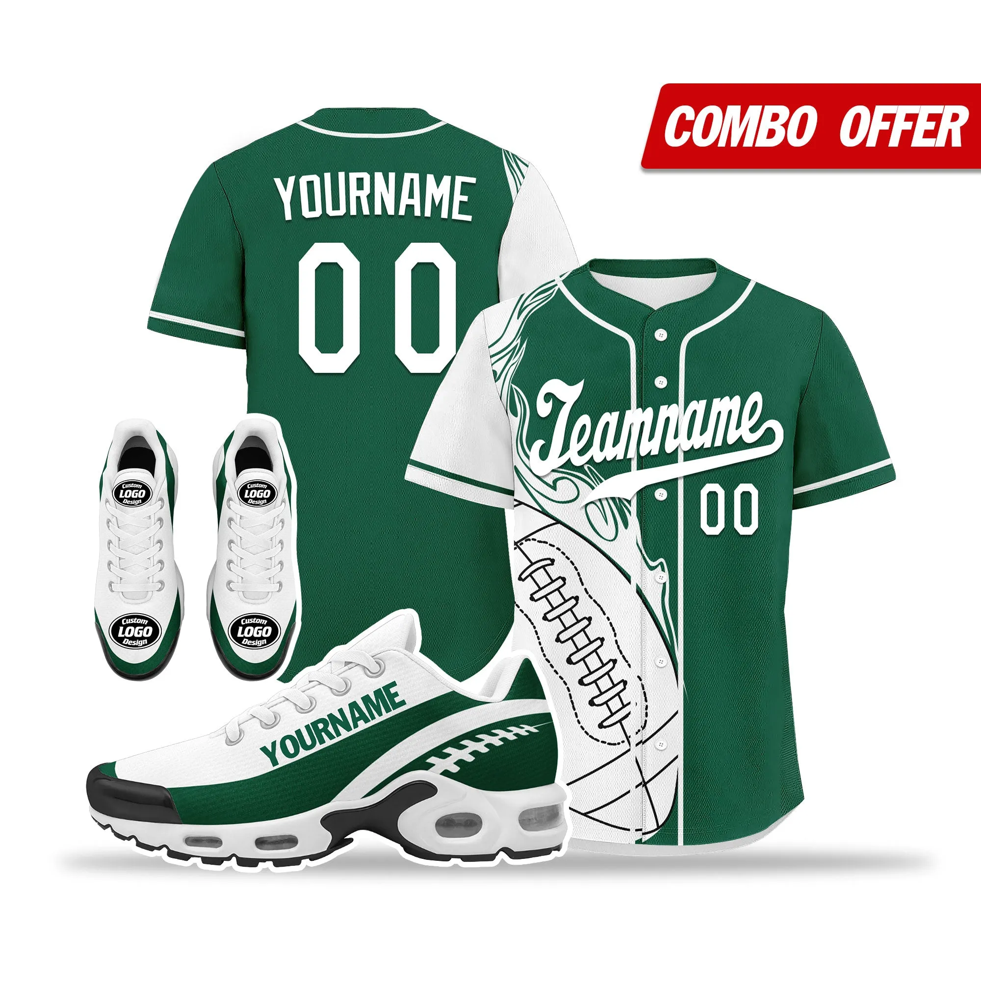 Custom Green White Jersey and TN Shoes Combo Offer Personalized ZH-D0200101-20