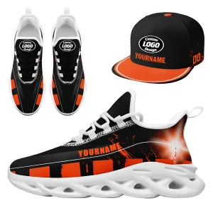 Custom Orange Black Cincinnati MaxSoul Shoes and Hat Combo Offer Personalized Combo ZH-D020264-6