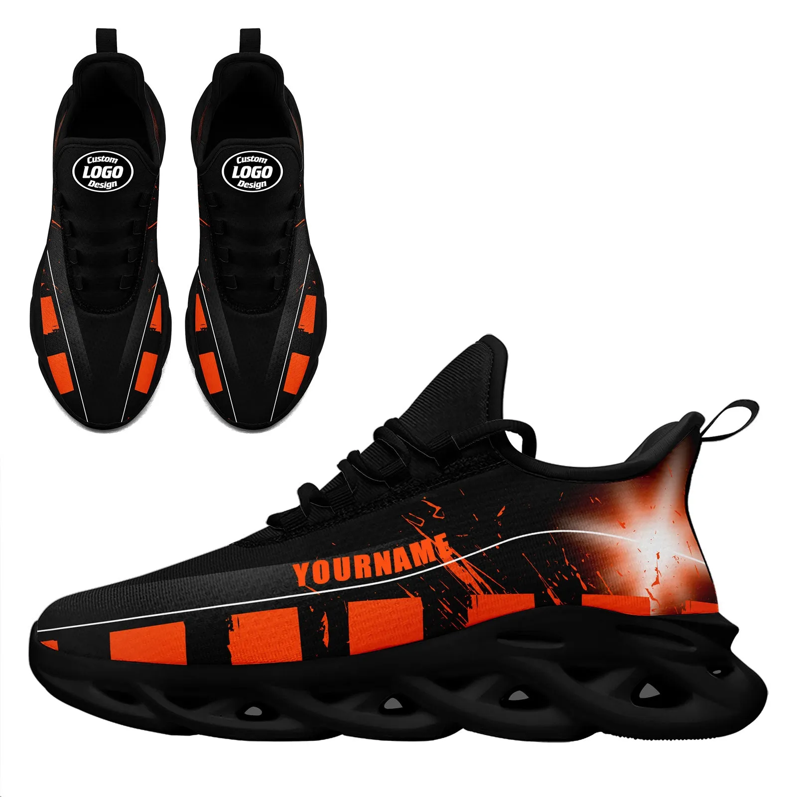 Custom Orange Black Cincinnati MaxSoul Shoes and Hat Combo Offer Personalized Combo ZH-D020264-6