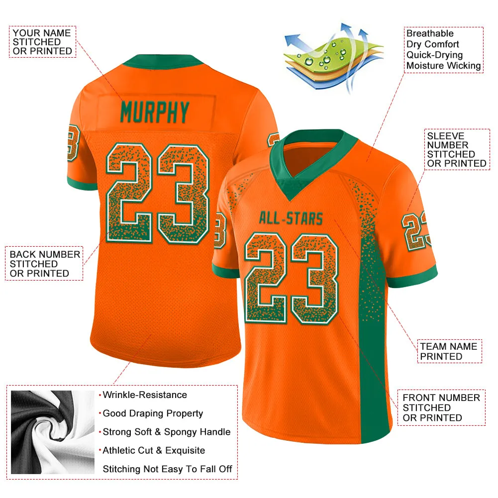 Custom Orange Kelly Green-White Mesh Drift Fashion Football Jersey