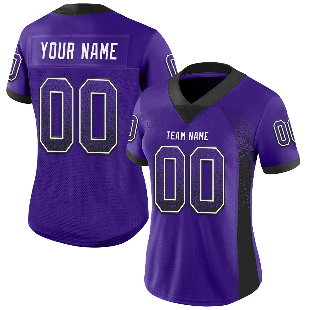 Custom Purple Black-White Mesh Drift Fashion Football Jersey