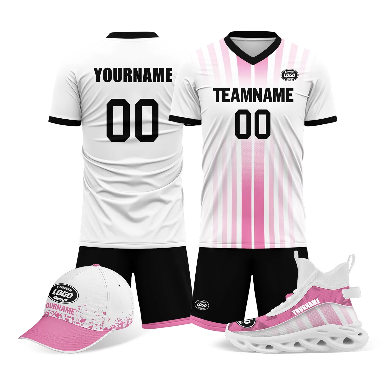 Custom White Pink Jersey MaxSoul Shoes and Hat Combo Offer Personalized Combo ZH-D020234-6