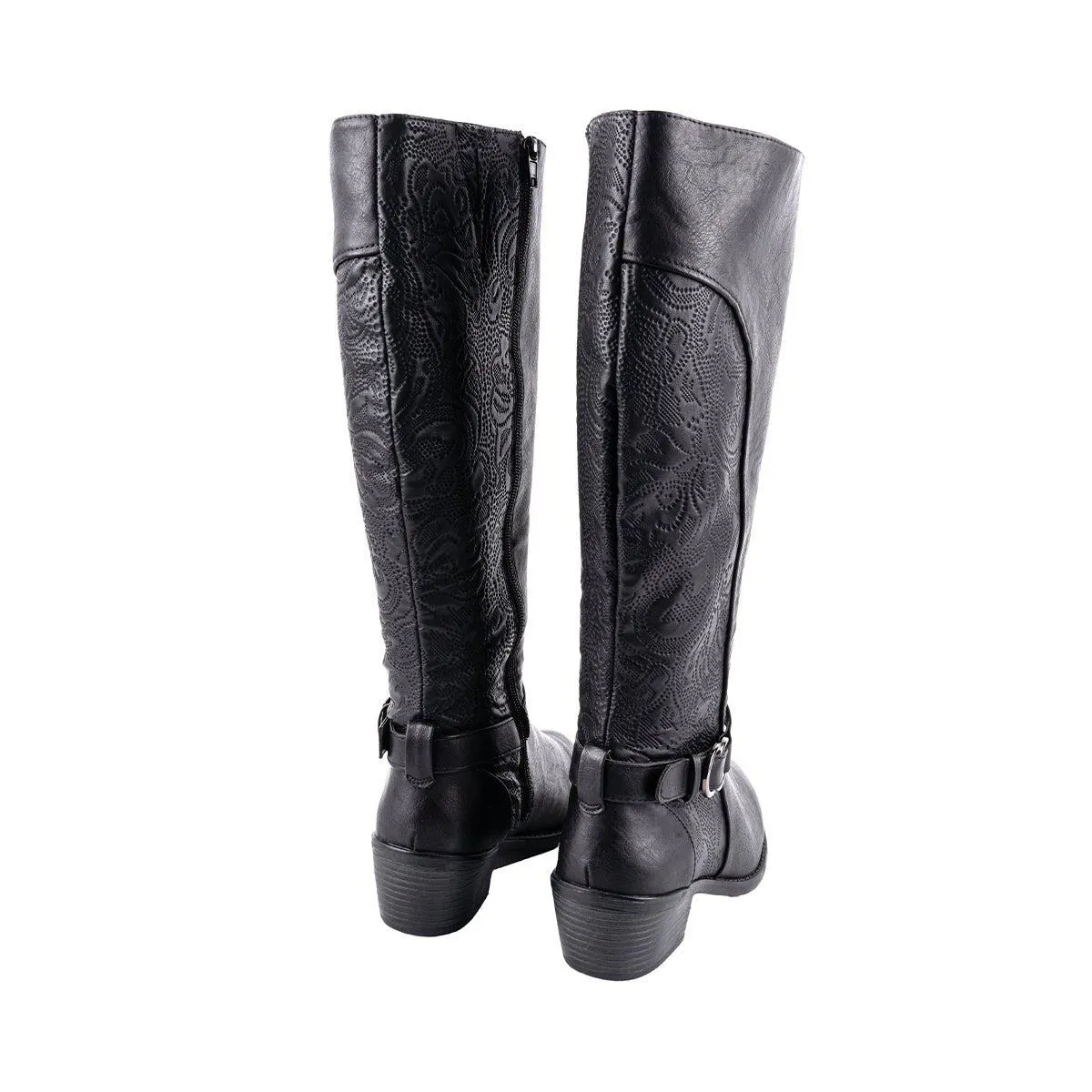 Easy Street Wide Calf High Boots Leather Black Colour For Women