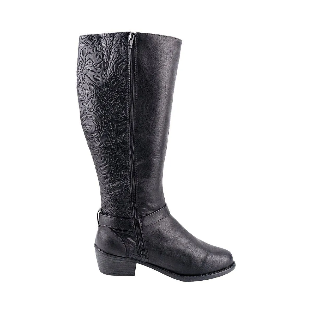 Easy Street Wide Calf High Boots Leather Black Colour For Women