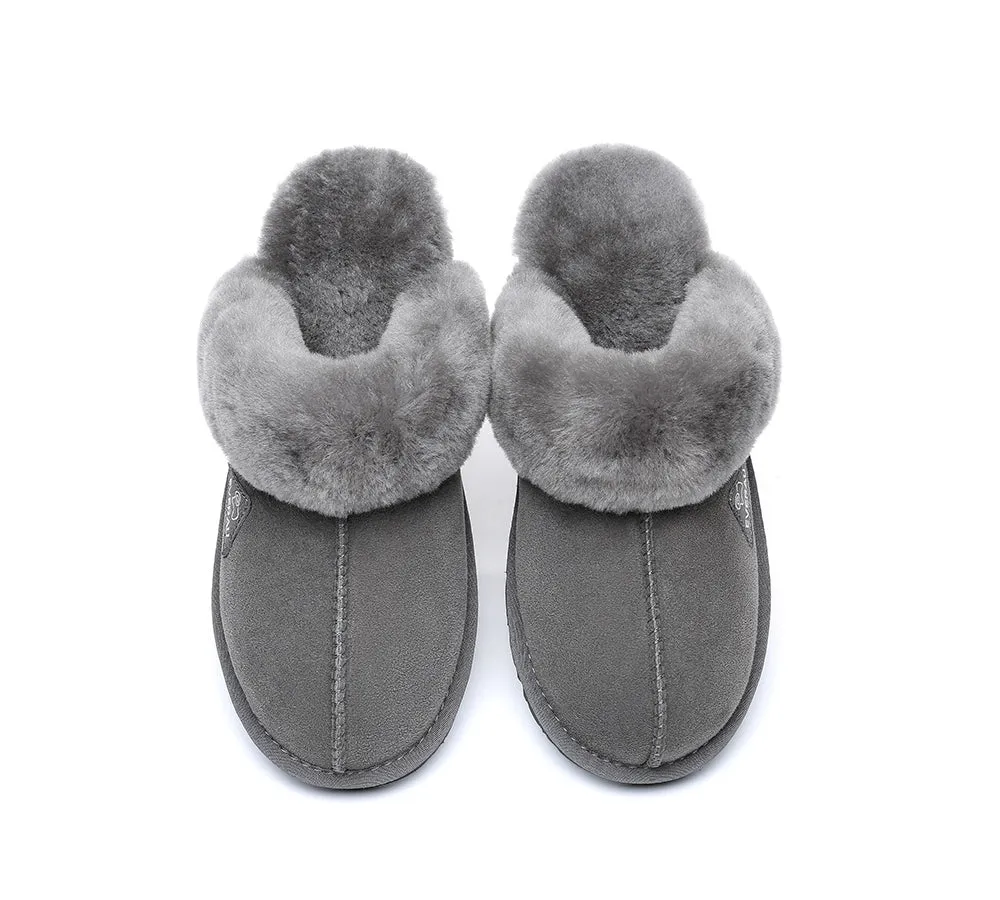 EVERAU® UGG Slippers Premium Sheepskin Wool Scuff Muffin