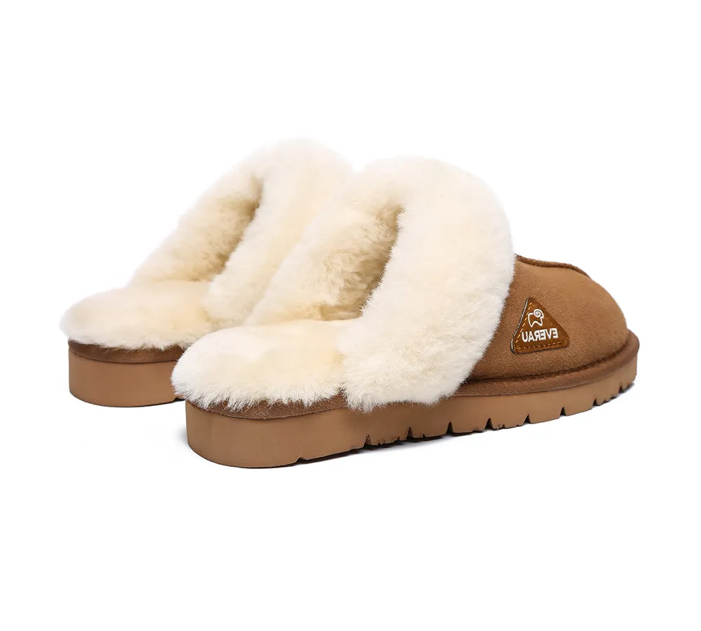 EVERAU® UGG Slippers Premium Sheepskin Wool Scuff Muffin