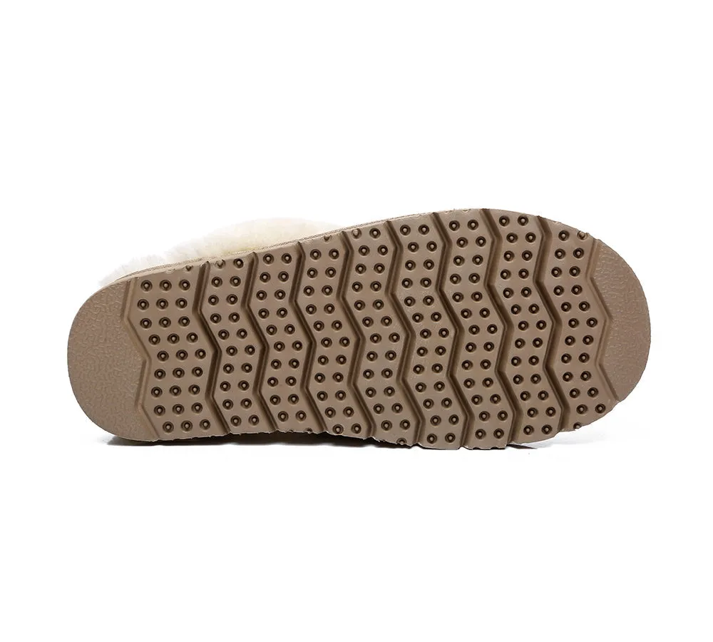 EVERAU® UGG Slippers Premium Sheepskin Wool Scuff Muffin