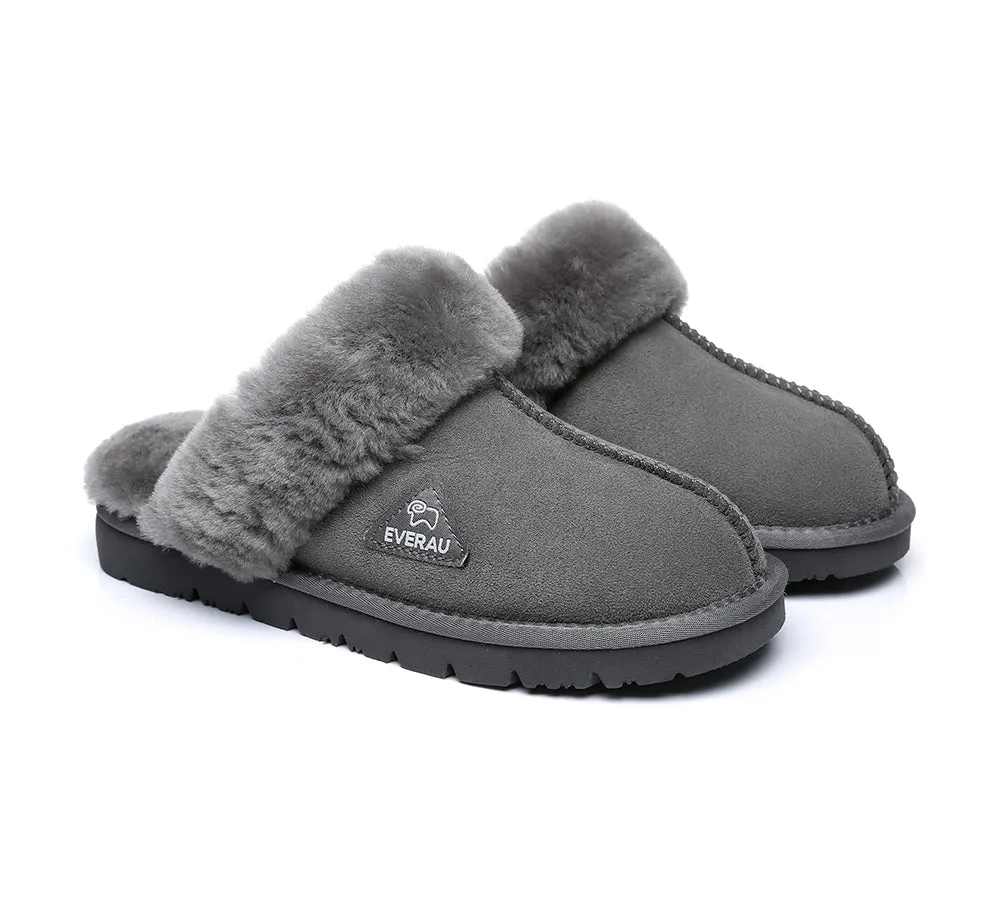 EVERAU® UGG Slippers Premium Sheepskin Wool Scuff Muffin