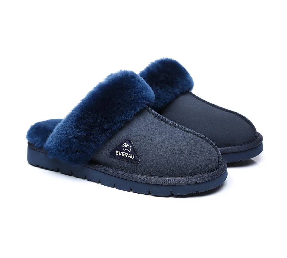 EVERAU® UGG Slippers Premium Sheepskin Wool Scuff Muffin