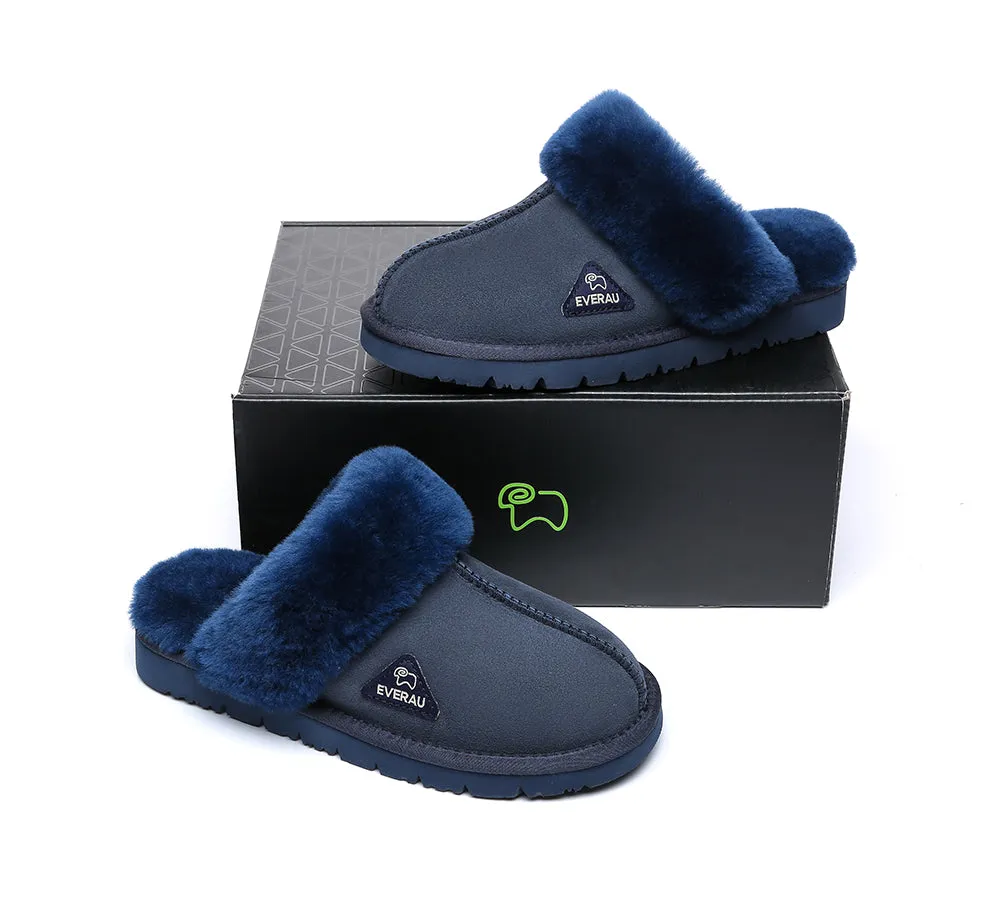 EVERAU® UGG Slippers Premium Sheepskin Wool Scuff Muffin