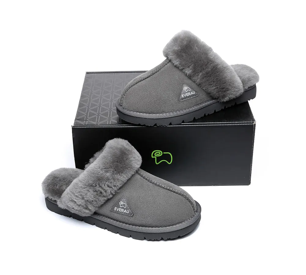 EVERAU® UGG Slippers Premium Sheepskin Wool Scuff Muffin