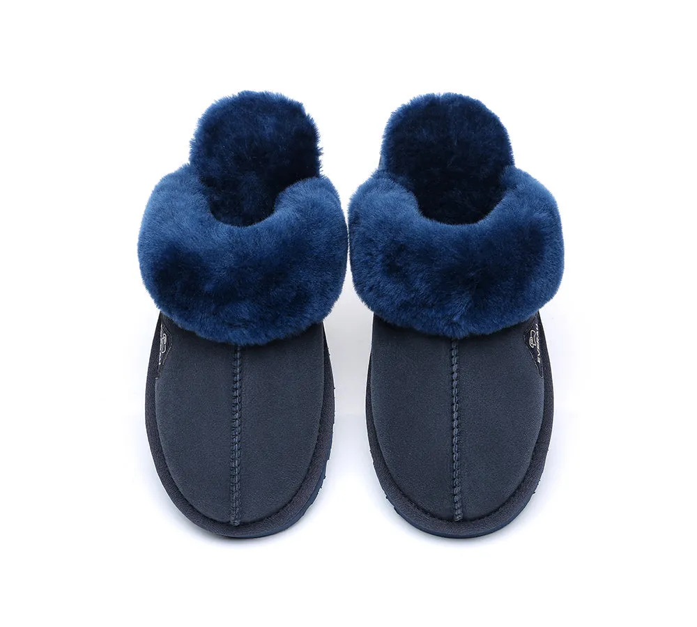 EVERAU® UGG Slippers Premium Sheepskin Wool Scuff Muffin