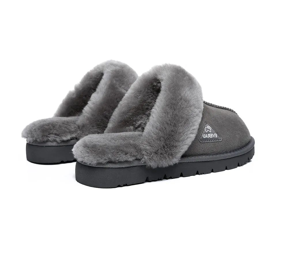 EVERAU® UGG Slippers Premium Sheepskin Wool Scuff Muffin