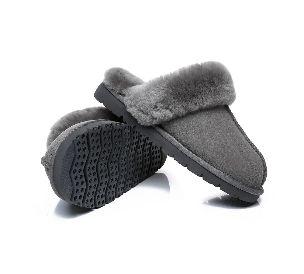 EVERAU® UGG Slippers Premium Sheepskin Wool Scuff Muffin