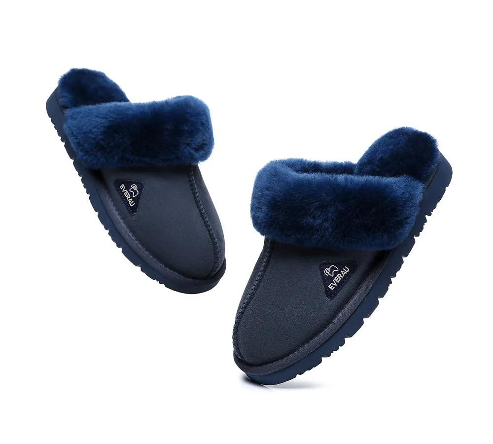 EVERAU® UGG Slippers Premium Sheepskin Wool Scuff Muffin