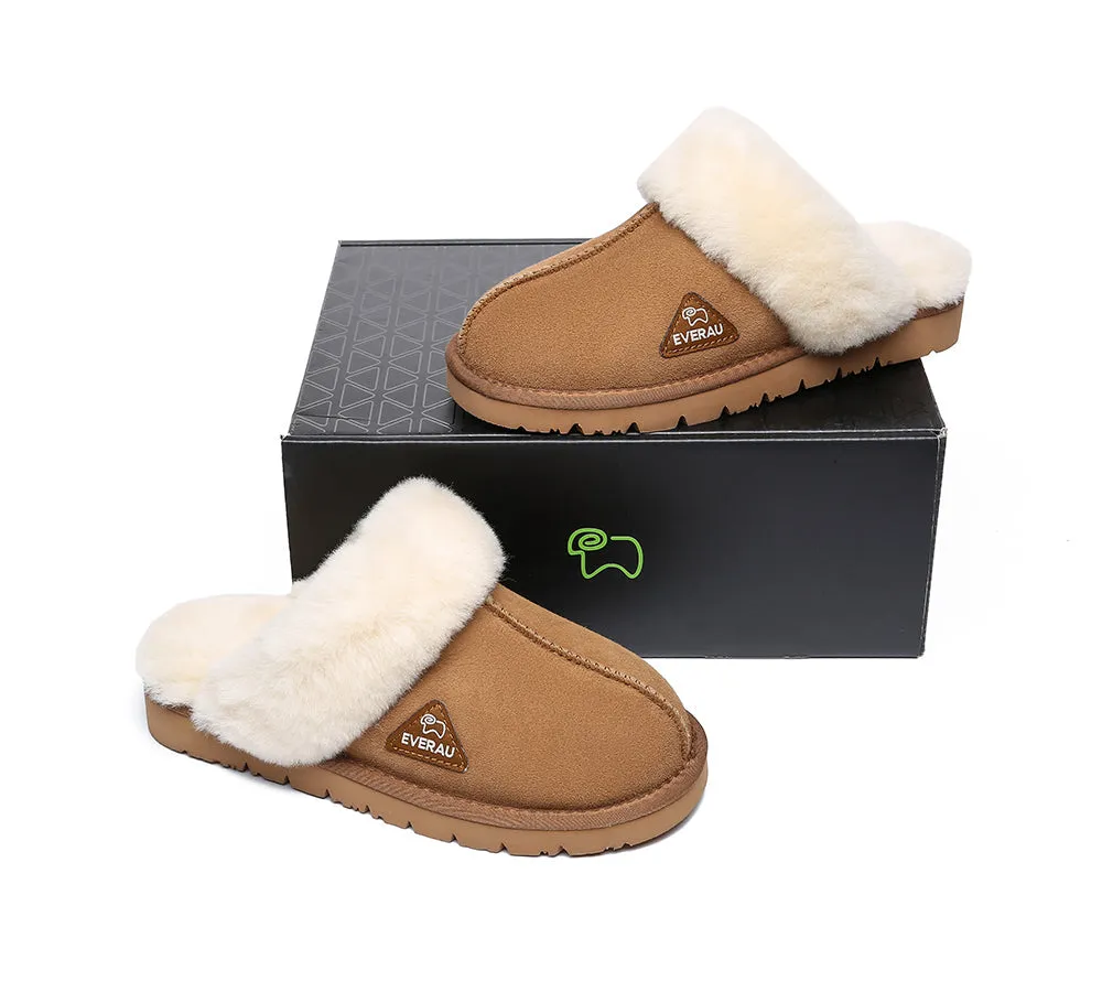 EVERAU® UGG Slippers Premium Sheepskin Wool Scuff Muffin