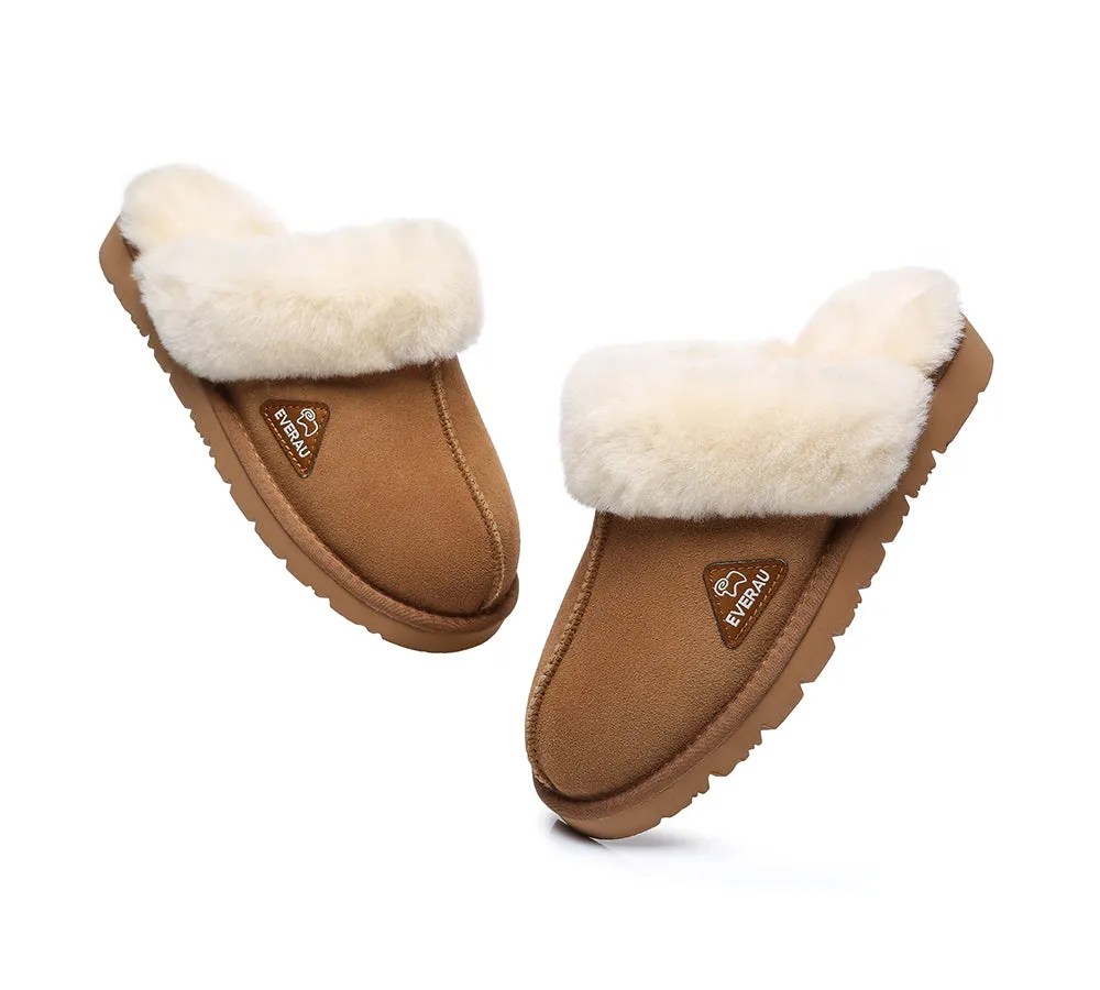 EVERAU® UGG Slippers Premium Sheepskin Wool Scuff Muffin