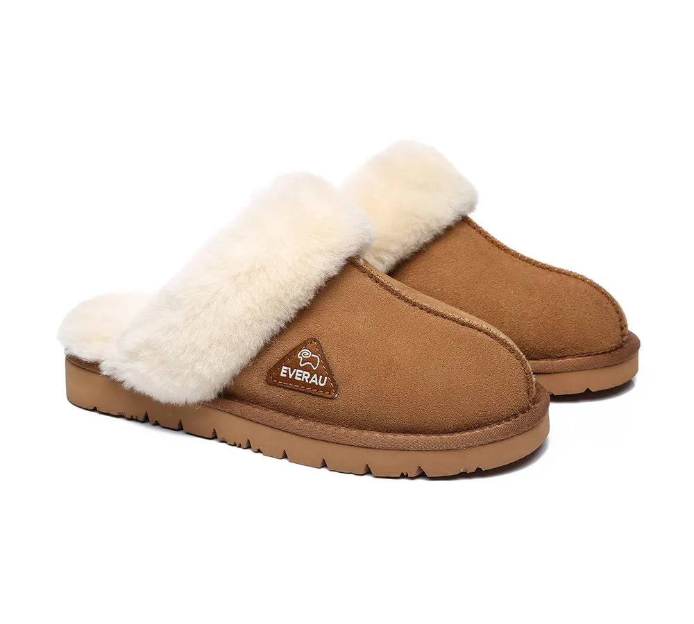 EVERAU® UGG Slippers Premium Sheepskin Wool Scuff Muffin