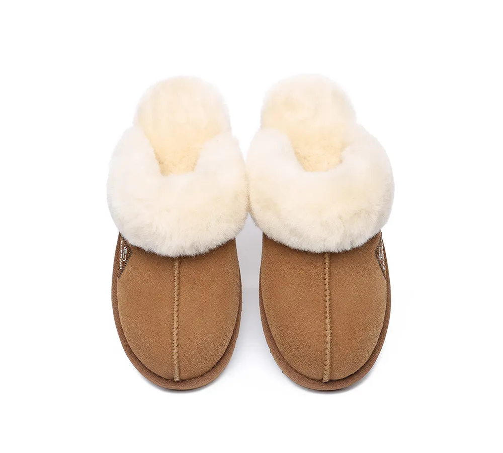 EVERAU® UGG Slippers Premium Sheepskin Wool Scuff Muffin