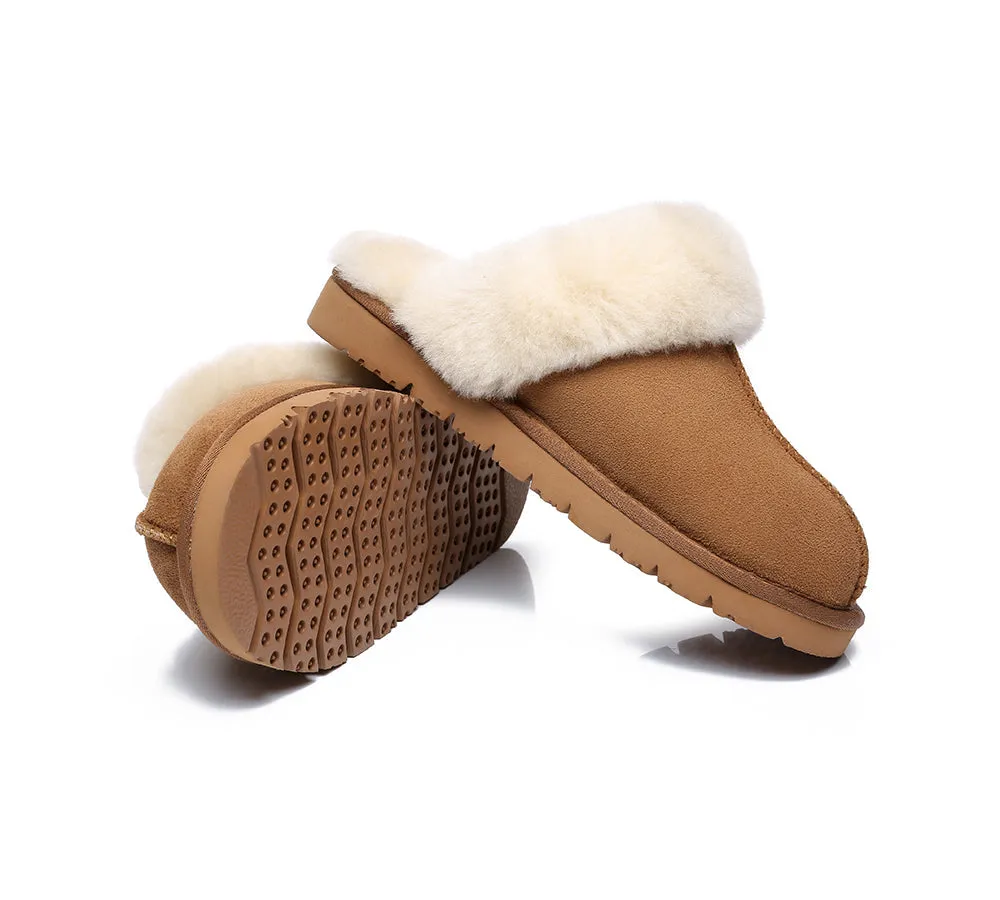 EVERAU® UGG Slippers Premium Sheepskin Wool Scuff Muffin