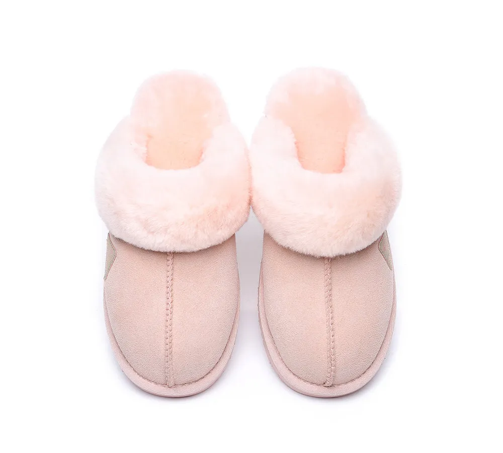 EVERAU® UGG Slippers Premium Sheepskin Wool Scuff Muffin