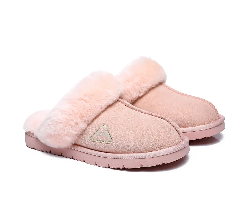 EVERAU® UGG Slippers Premium Sheepskin Wool Scuff Muffin