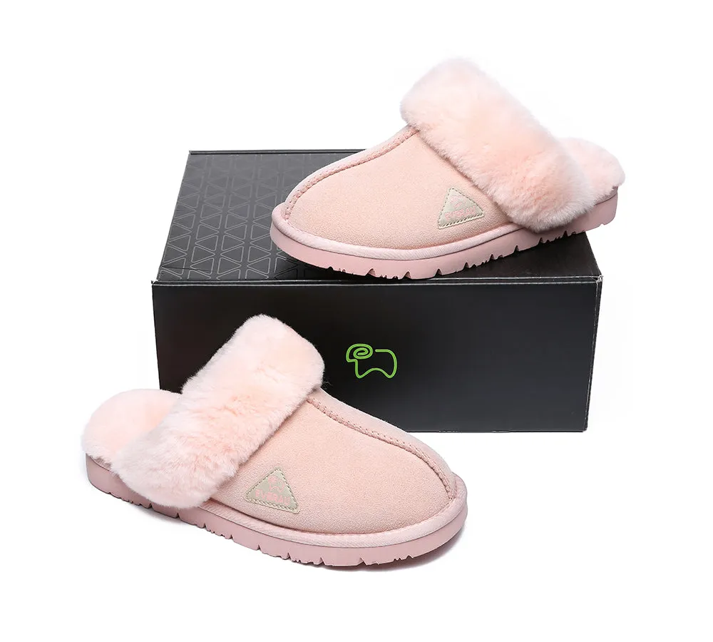 EVERAU® UGG Slippers Premium Sheepskin Wool Scuff Muffin