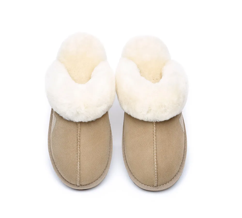 EVERAU® UGG Slippers Premium Sheepskin Wool Scuff Muffin