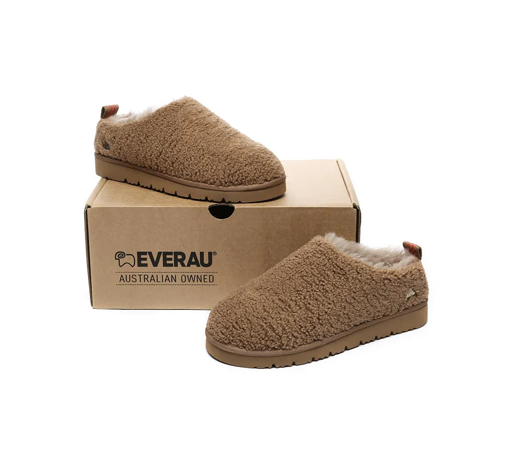 EVERAU® UGG Slippers Sheepskin Wool Plush Ankle Teddycozy