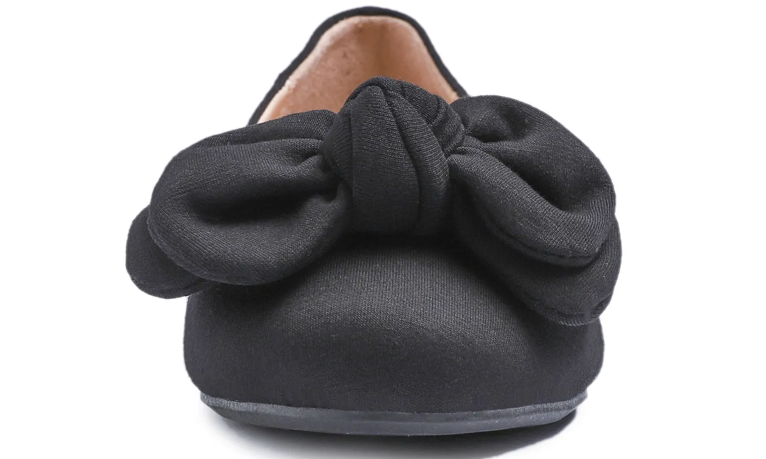 Feversole Women's Round Toe Cute Bow Trim Ballet Flats In Black Jersey