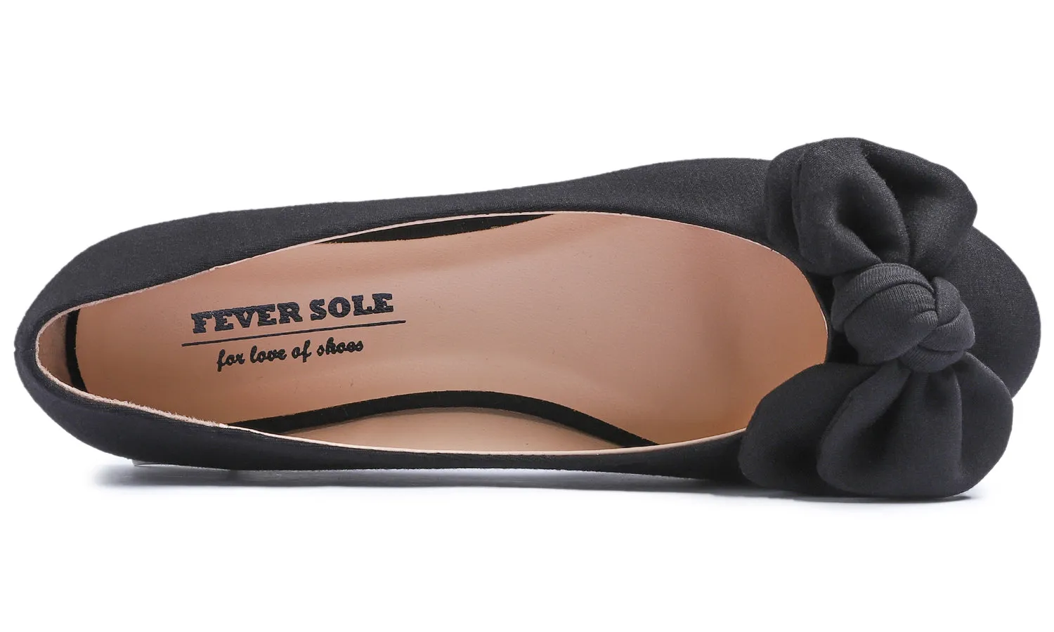 Feversole Women's Round Toe Cute Bow Trim Ballet Flats In Black Jersey