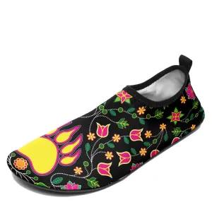 Floral Bearpaw Pink and Yellow Kid's Sockamoccs Slip On Shoes