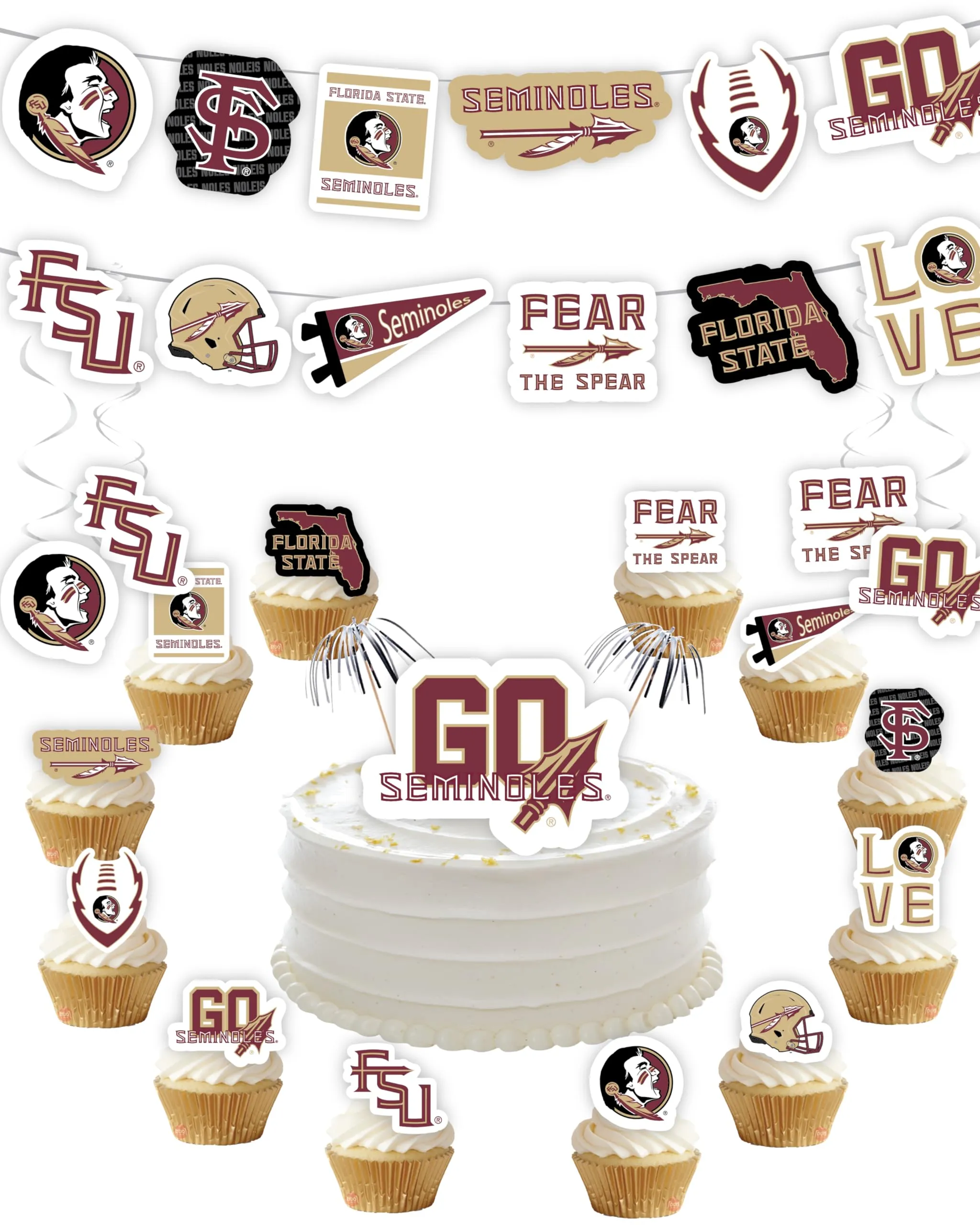 FSU Seminoles Party Supplies (42 Pcs) Florida State Party Decorations for Football, Birthday, Graduation Party and Cake Decor