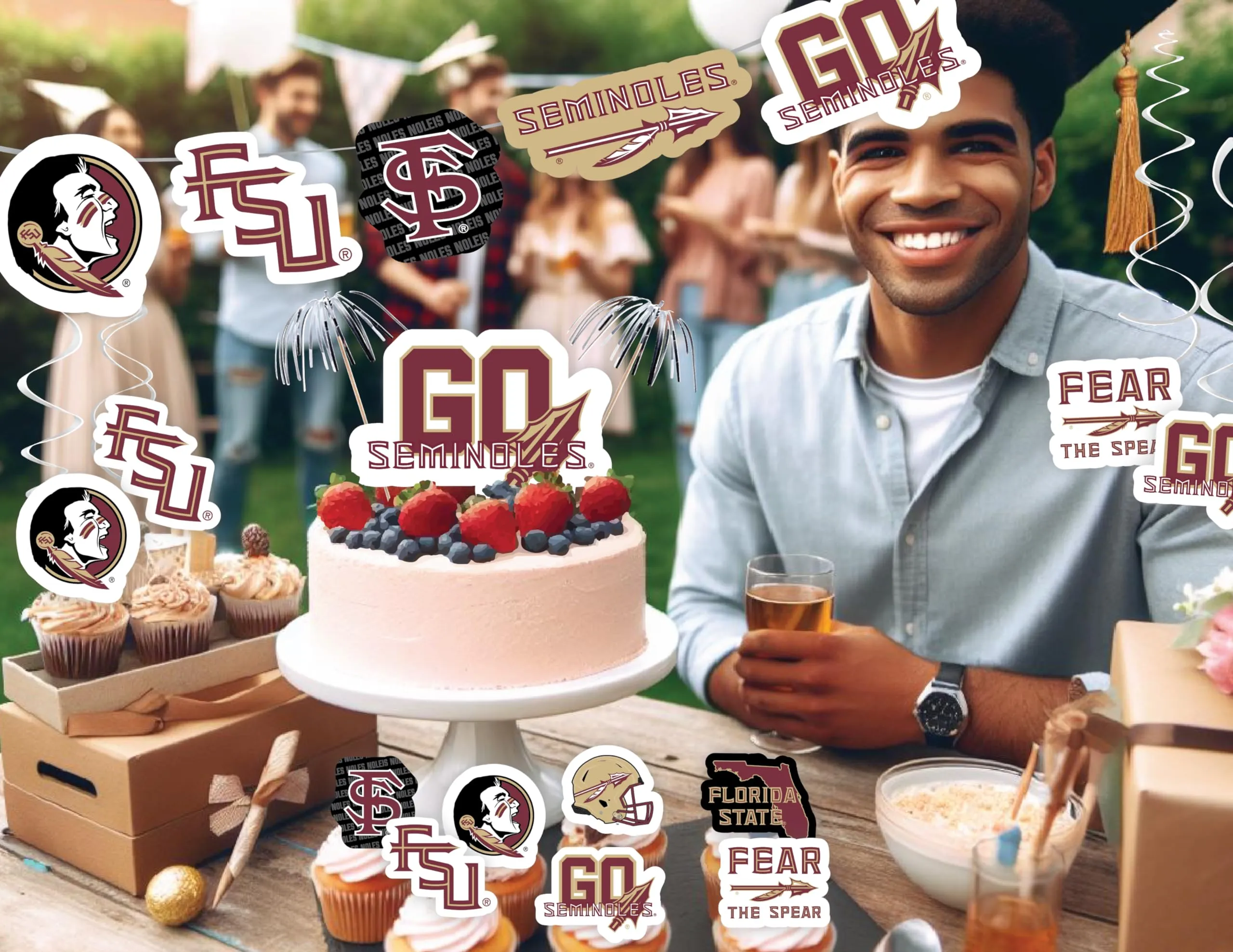 FSU Seminoles Party Supplies (42 Pcs) Florida State Party Decorations for Football, Birthday, Graduation Party and Cake Decor