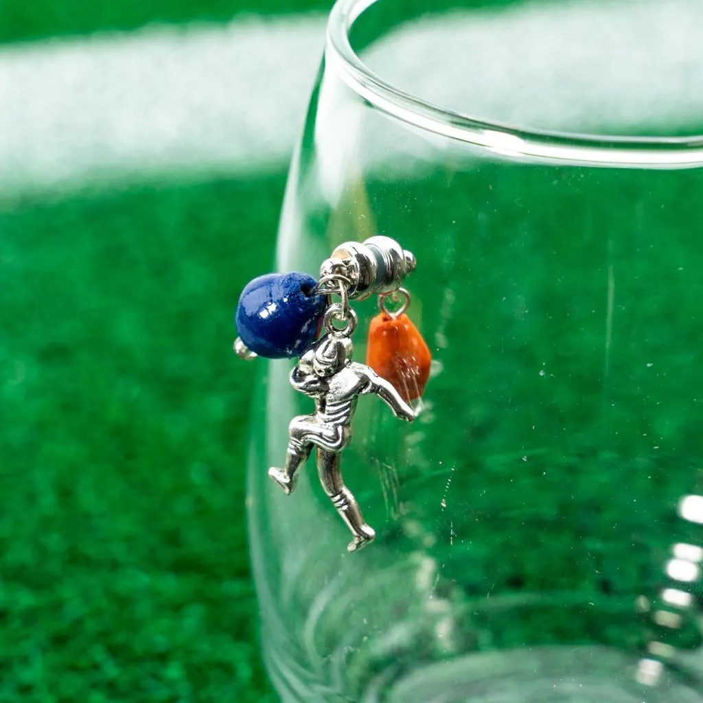 Game Day Wine Charms - Orange & Navy