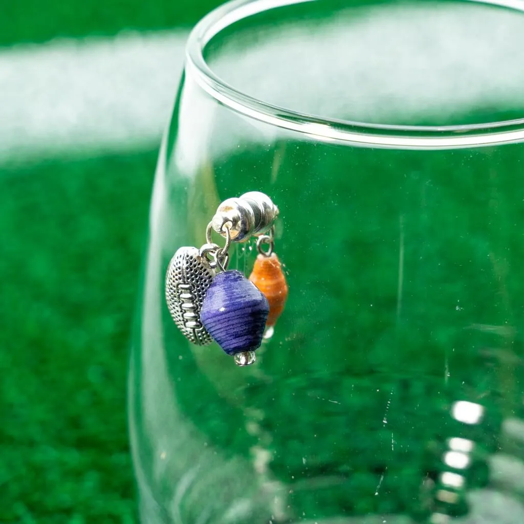 Game Day Wine Charms - Purple & Orange