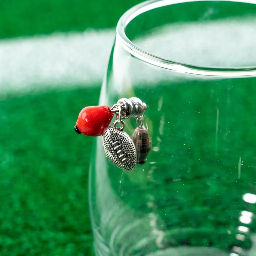 Game Day Wine Charms -  Red & Black