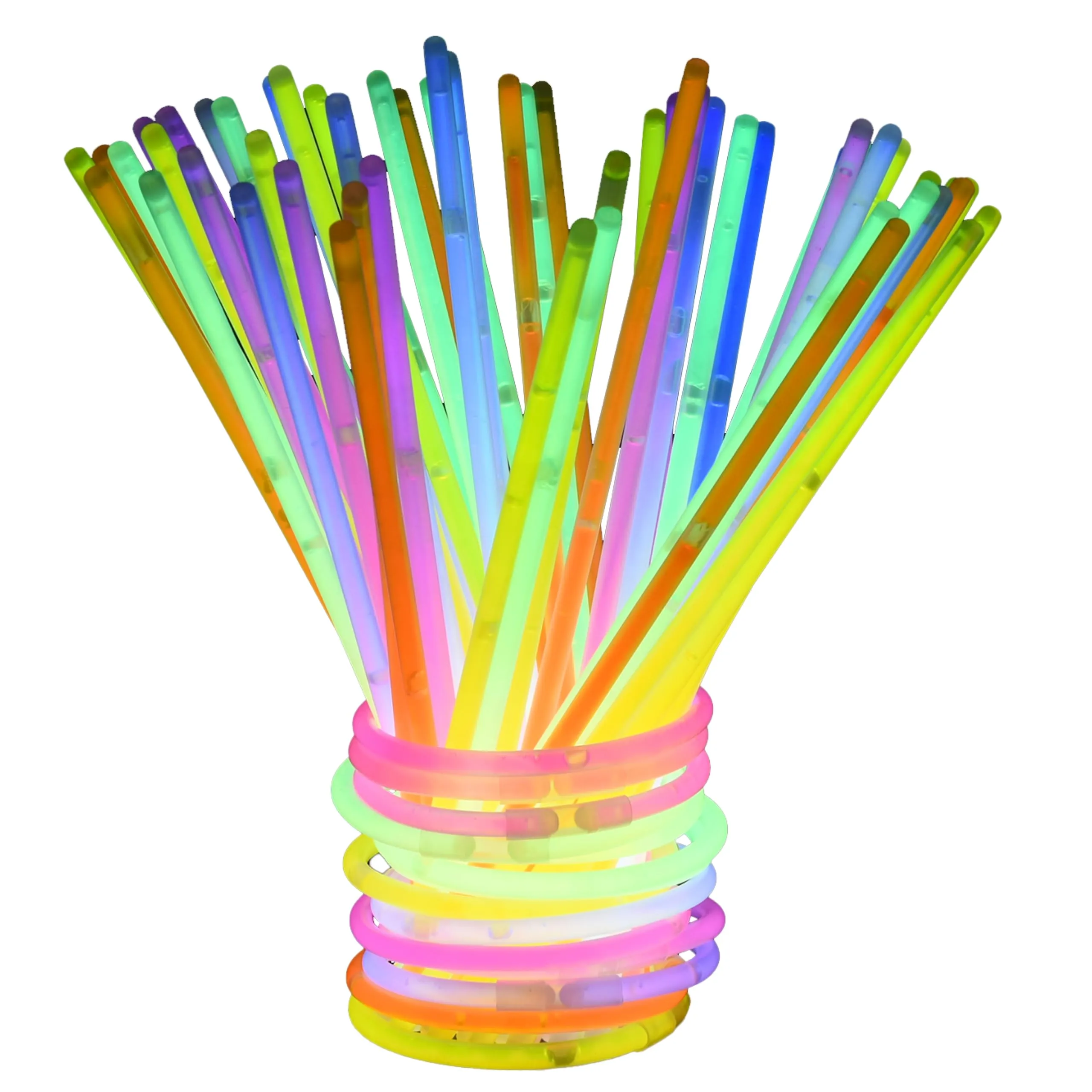 Glow Sticks Set Of 100 Multicolor - Value Pack For Glow In The Dark Party Favor