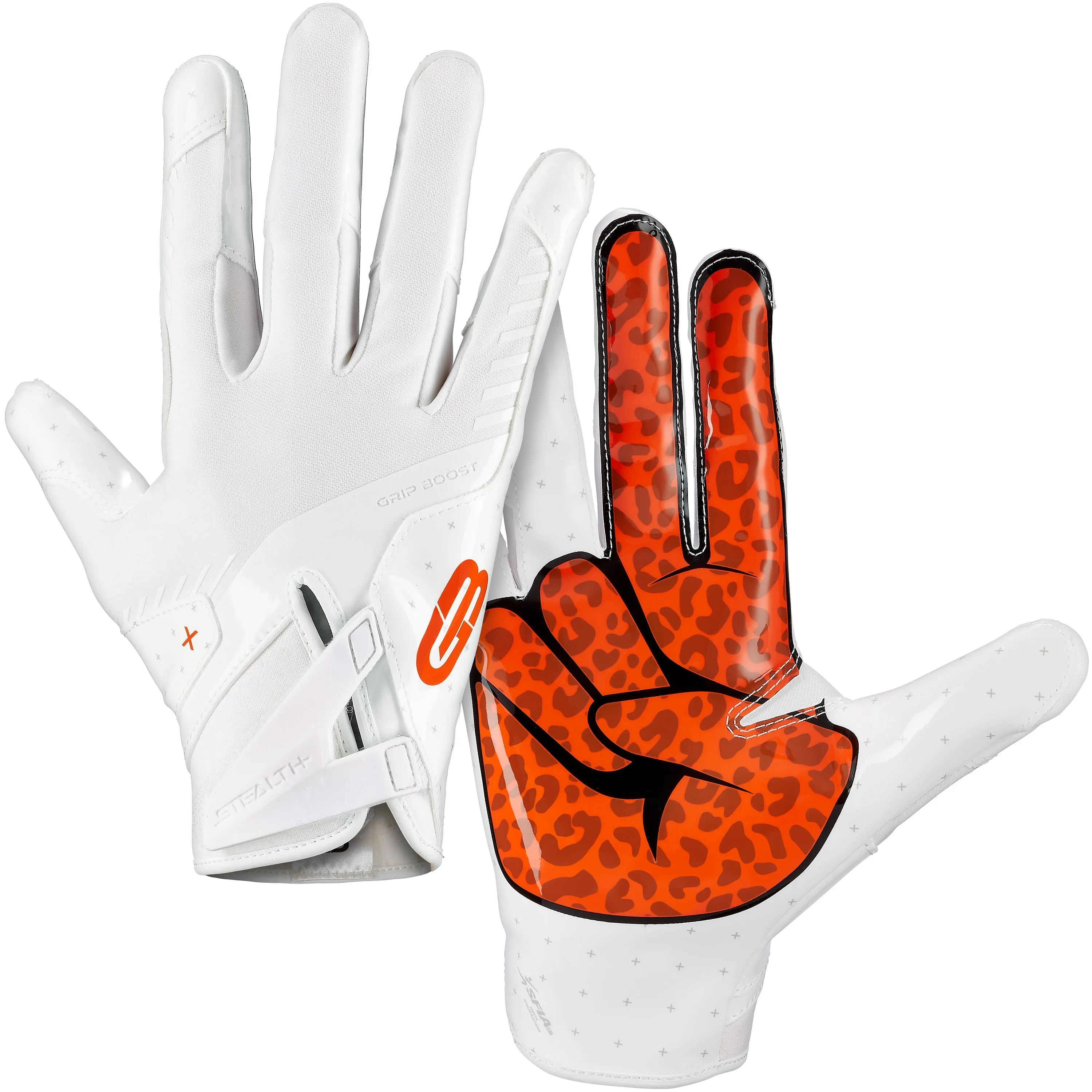 Grip Boost Peace Stealth 6 Boost Plus Football Gloves - White/Orange