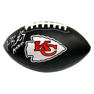 Harrison Butker Signed Kansas City Chiefs Official NFL Team Logo Black Football (JSA Sticker Only))