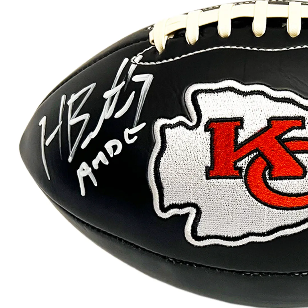 Harrison Butker Signed Kansas City Chiefs Official NFL Team Logo Black Football (JSA Sticker Only))