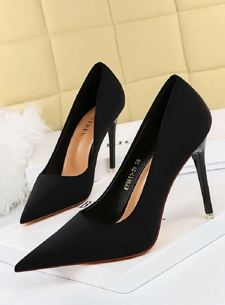 High Heels Satin Shallow Pointed Shoes