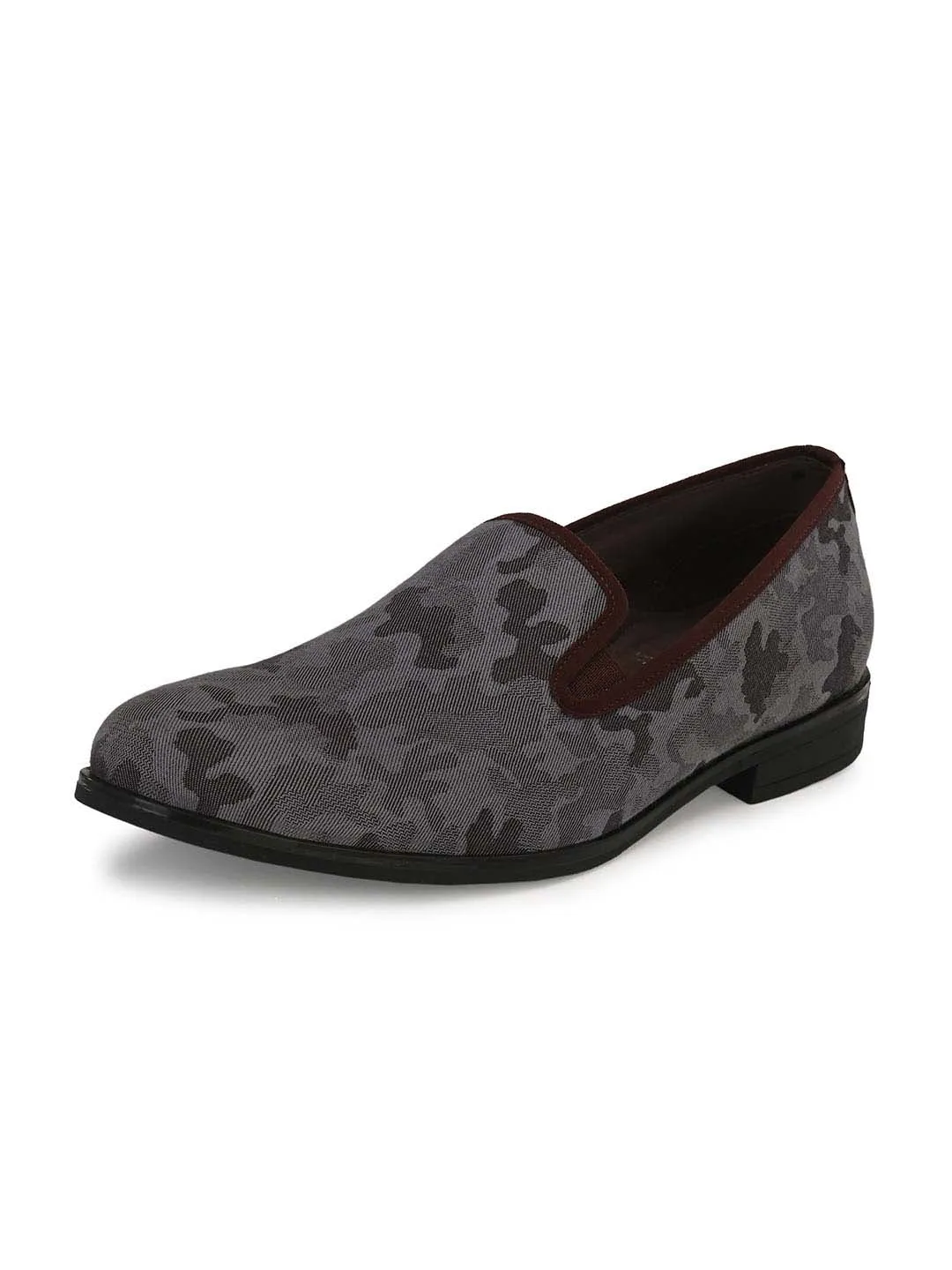 HITZDD_1 Men's Brown Fabric Formal  Slip-On Shoes